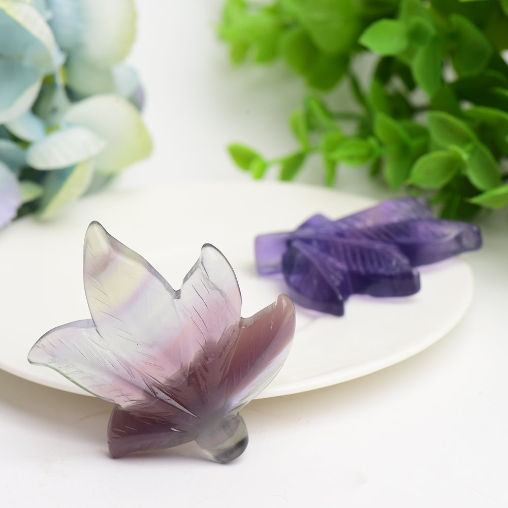 2.3" Fluorite Maple Leaf Crystal Carving Bulk Wholesale