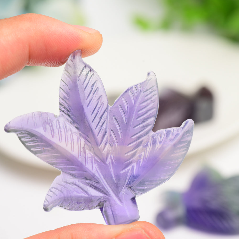 2.3" Fluorite Maple Leaf Crystal Carving Bulk Wholesale