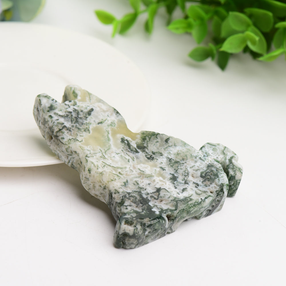 3.2" Moss Agate Cat Slab Crystal Carving Bulk Wholesale