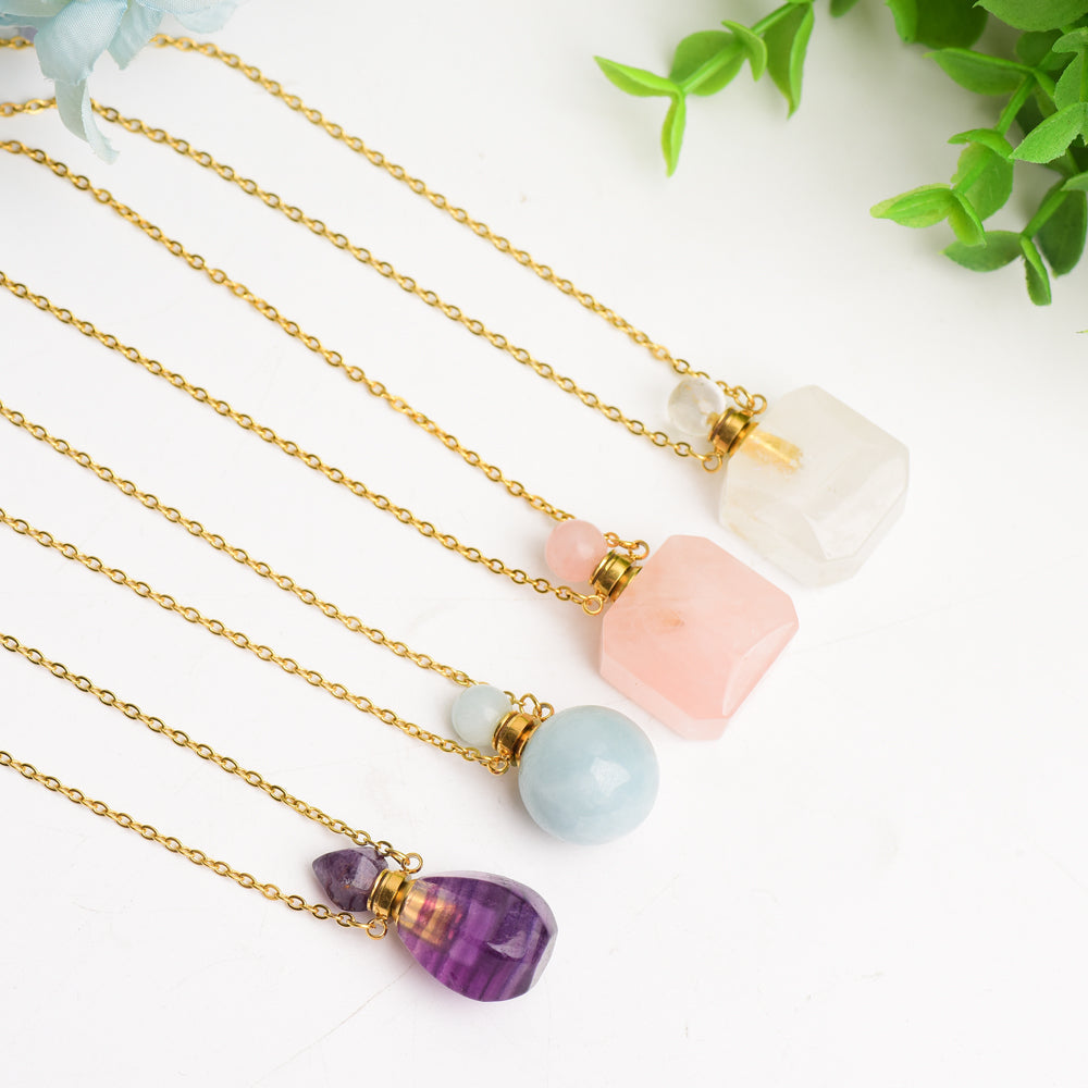 Mixed Crystal Necklace with Perfume Bottle