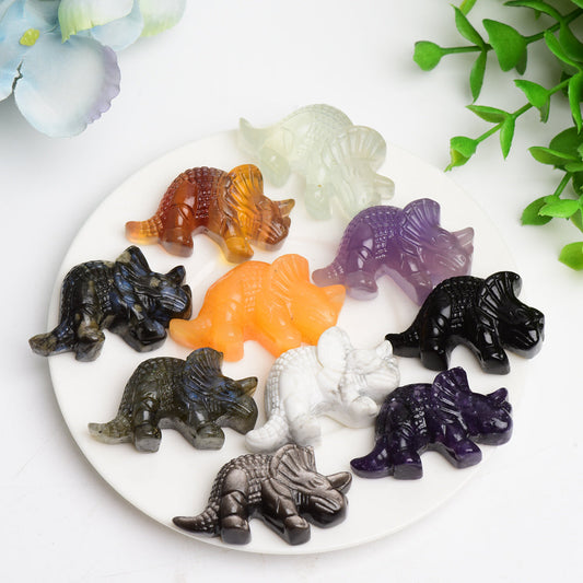 1.6" Mixed Crystal Dinosaur Carving Bulk Wholesale