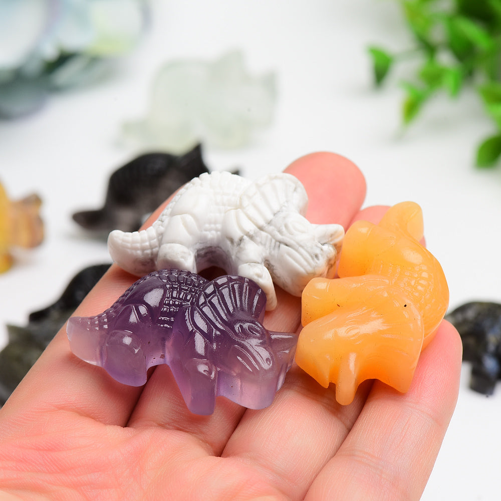 1.6" Mixed Crystal Dinosaur Carving Bulk Wholesale