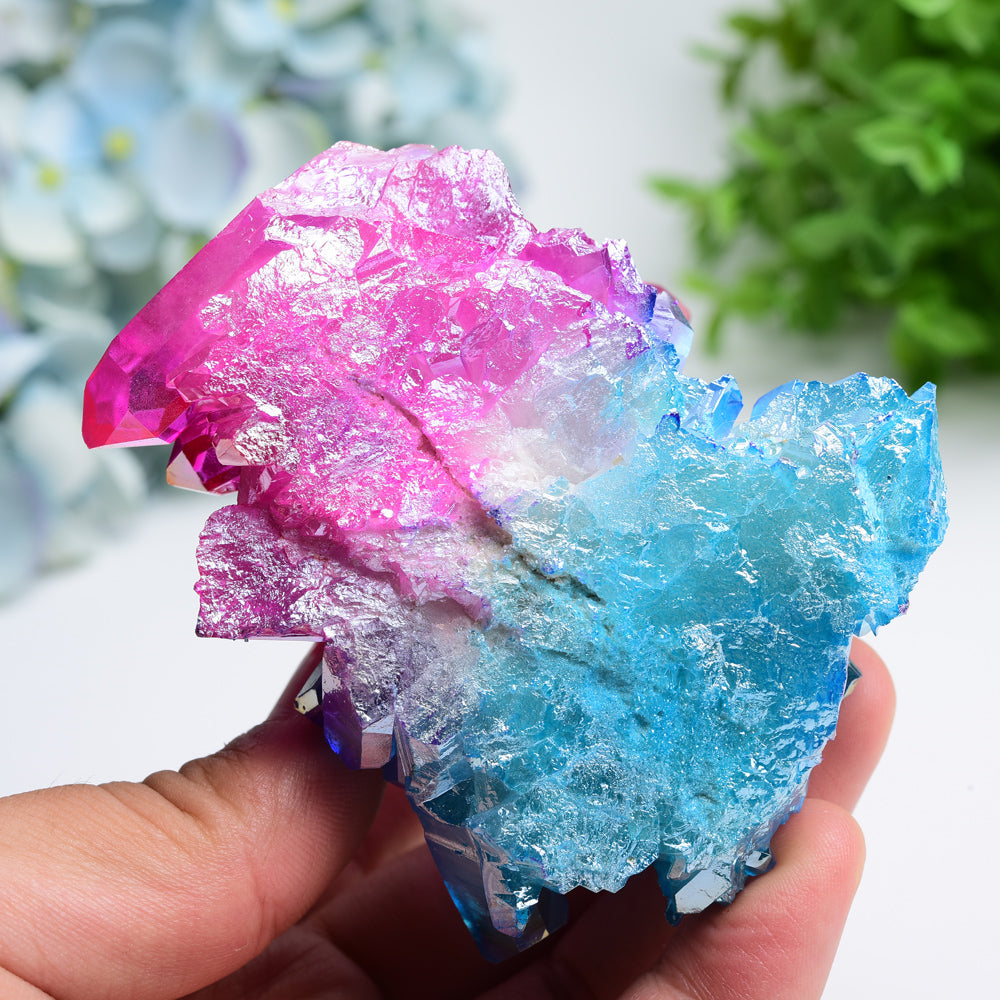 Aura Pink & Blue Crystal Clusters Free Form Bulk Wholesale