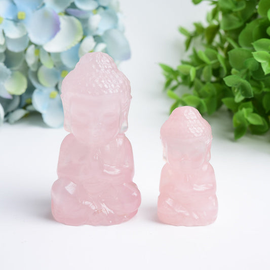 2.2"-3.2" Rose Quartz Buddha Crystal Carving Bulk Wholesale