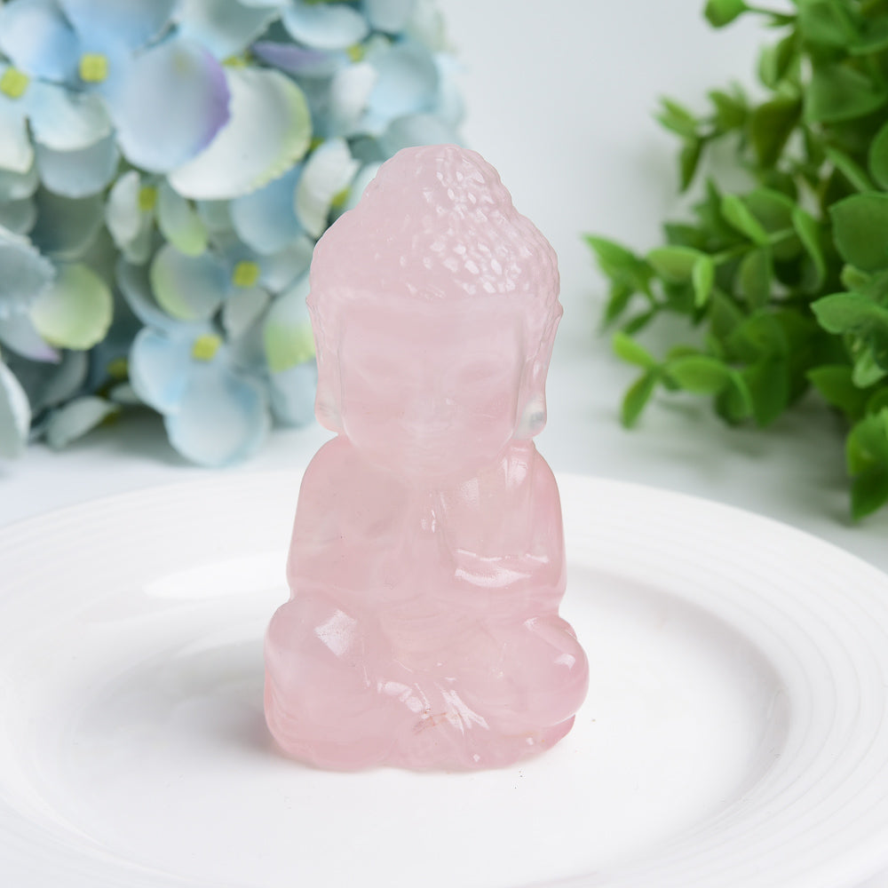 2.2"-3.2" Rose Quartz Buddha Crystal Carving Bulk Wholesale