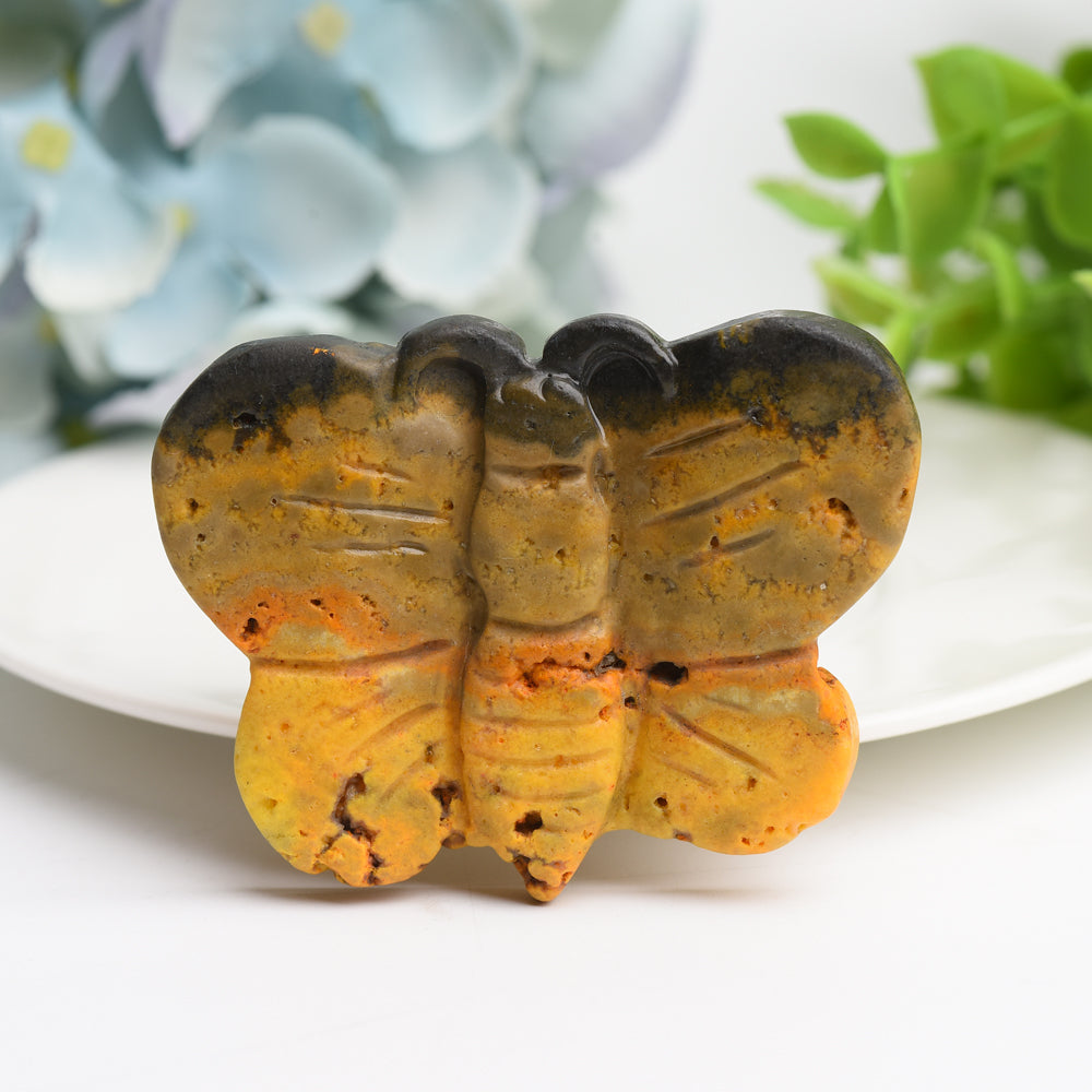 2.5" Bumble Bee Jasper Butterfly Crystal Carving Bulk Wholesale