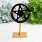 Mixed Crystal Pentagram Plate Carving with Metal Stand Bulk Wholesale