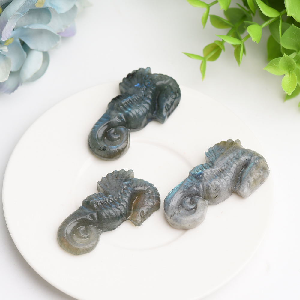 2.0" Labradorite Hippocampus Crystal Carving Bulk Wholesale