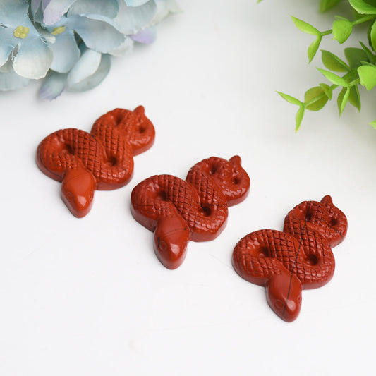 2.0" Red Jasper Snake Crystal Carving Bulk Wholesale