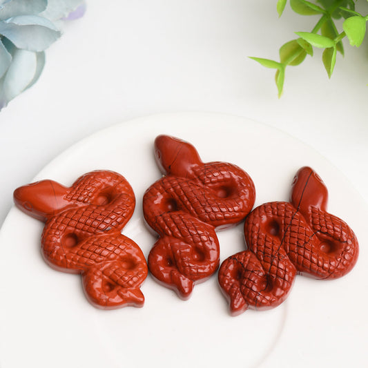 2.0" Red Jasper Snake Crystal Carving Bulk Wholesale