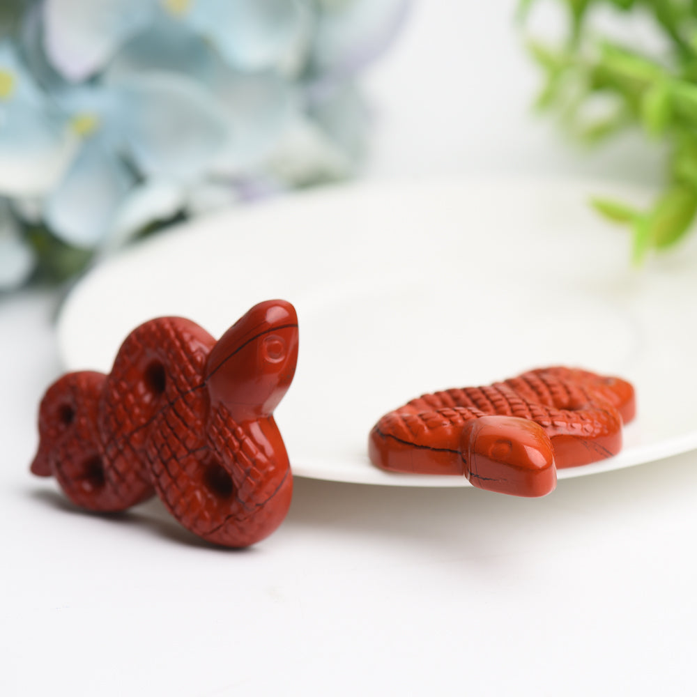 2.0" Red Jasper Snake Crystal Carving Bulk Wholesale