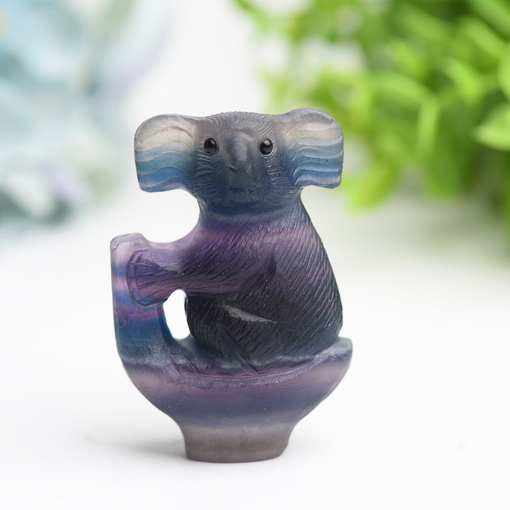 2.4" Rainbow Fluorite Koala Crystal Carving Bulk Wholesale