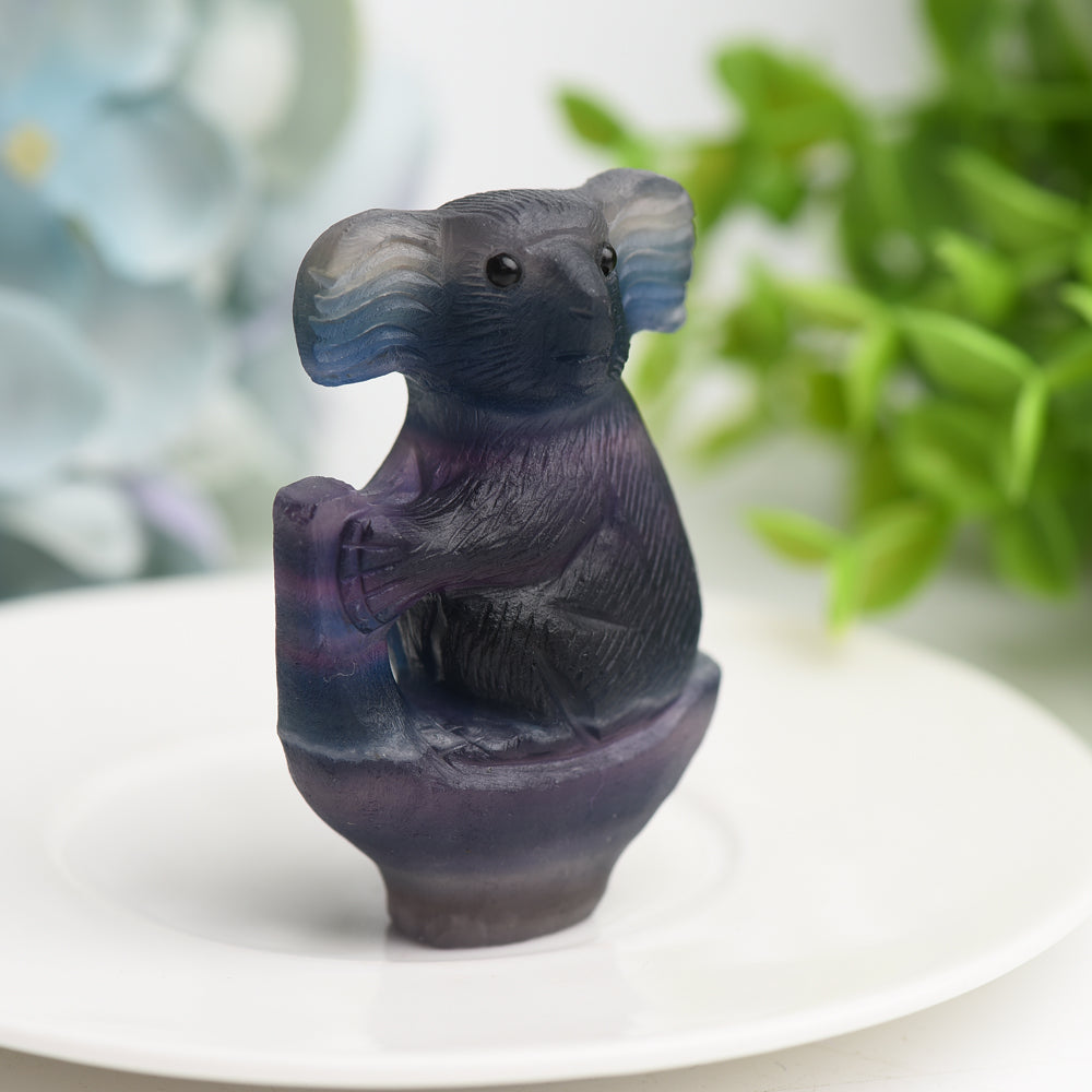 2.4" Rainbow Fluorite Koala Crystal Carving Bulk Wholesale