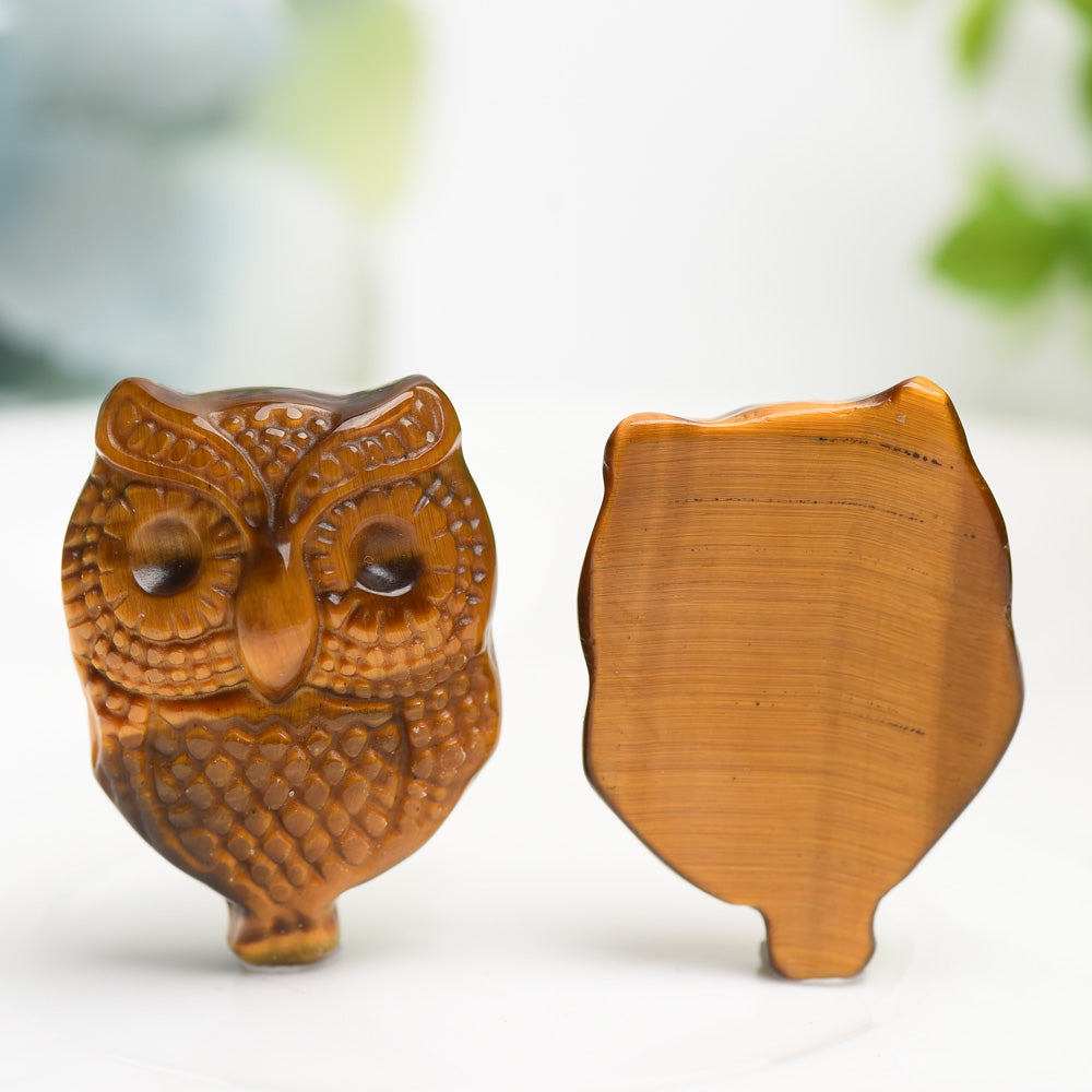 1.3" Yellow Tiger's Eye Owl Crytsal Carving Bulk Wholesale