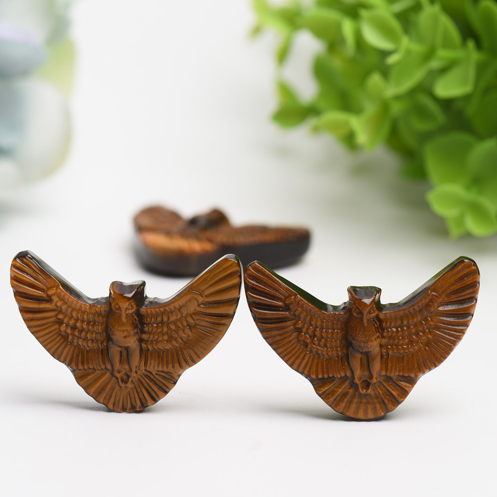 1.8" Yellow Tiger's Eye Flying Owl Bulk Wholesale