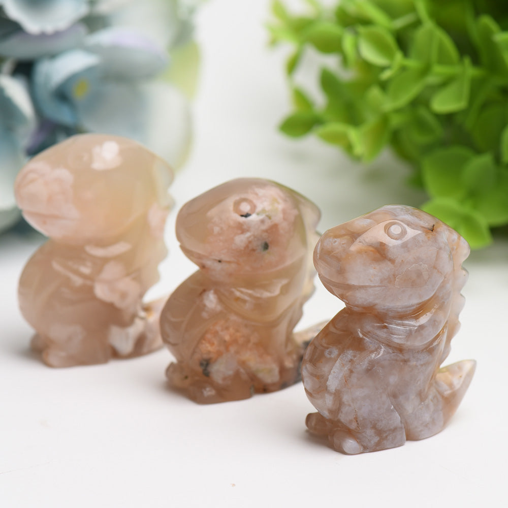 2.0" Flower Agate Dinosaur Crystal Carving BUlk Wholesale