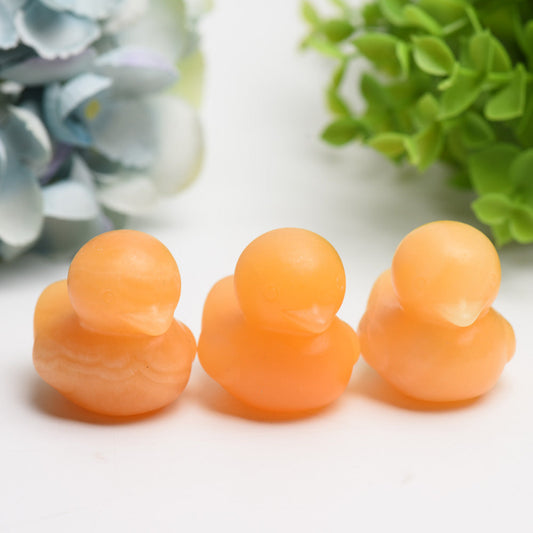 1.8" Orange Calcite Duck Crystal Carving Bulk Wholesale