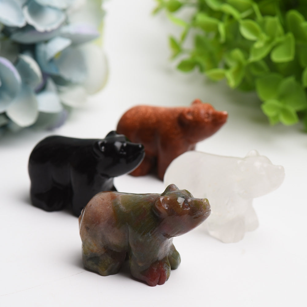 2.2" Mixed Crystal Bear Crystal Carving Bulk Wholesale