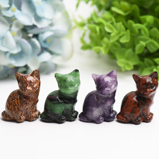 1.9" Mixed Crystal Cat Crystal Carving Bulk Wholesale