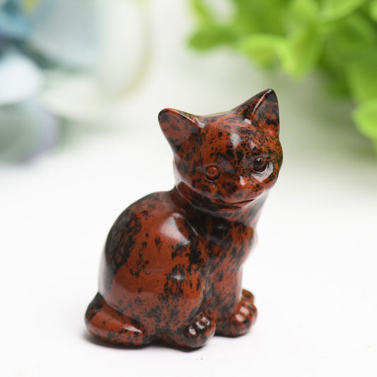 1.9" Mixed Crystal Cat Crystal Carving Bulk Wholesale