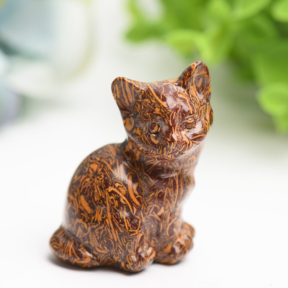 1.9" Mixed Crystal Cat Crystal Carving Bulk Wholesale