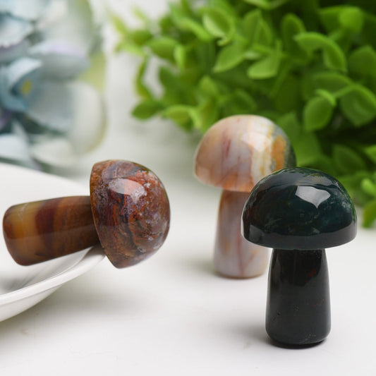 1.9" Ocean Jasper Mushroom Crystal Carving Bulk Wholesale