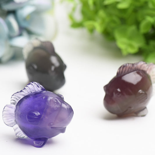 2.0" Fluorite Fish Crystal Carving Bulk Wholesale