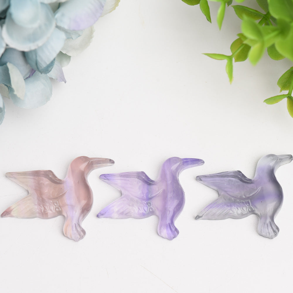 1.5" Fluorite Hummingbird Crytsal Carving Bulk Wholesale