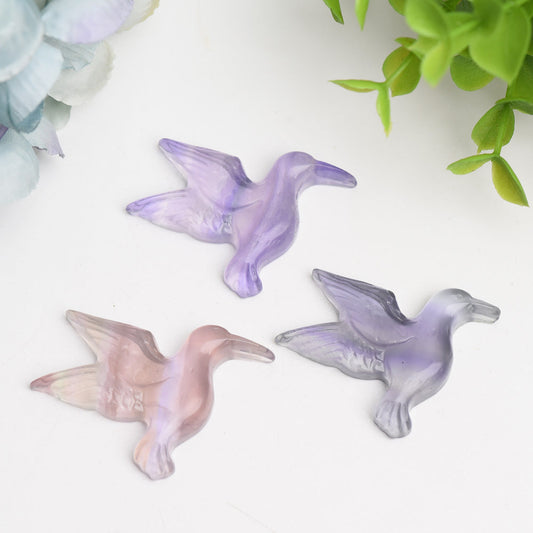 1.5" Fluorite Hummingbird Crytsal Carving Bulk Wholesale