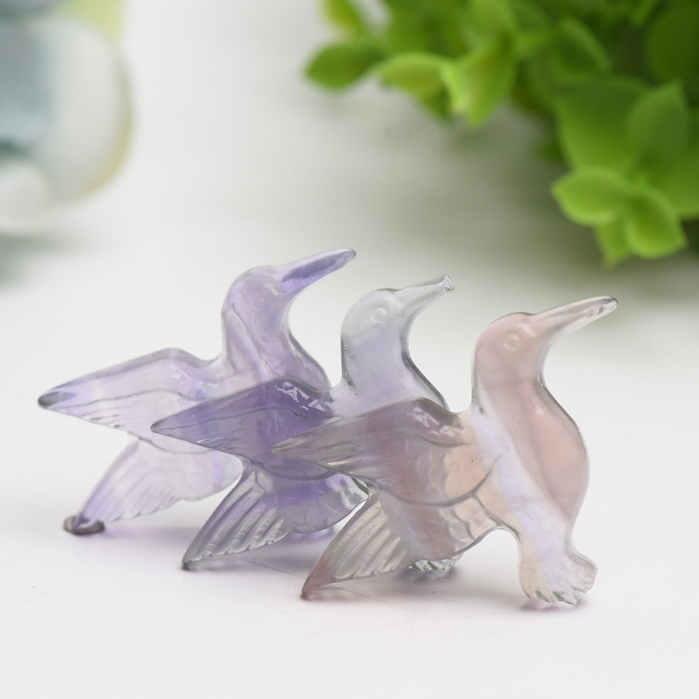 1.5" Fluorite Hummingbird Crytsal Carving Bulk Wholesale