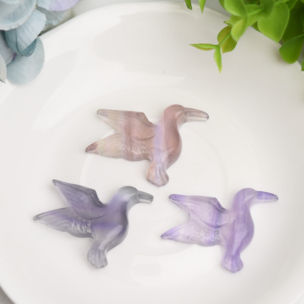 1.5" Fluorite Hummingbird Crytsal Carving Bulk Wholesale