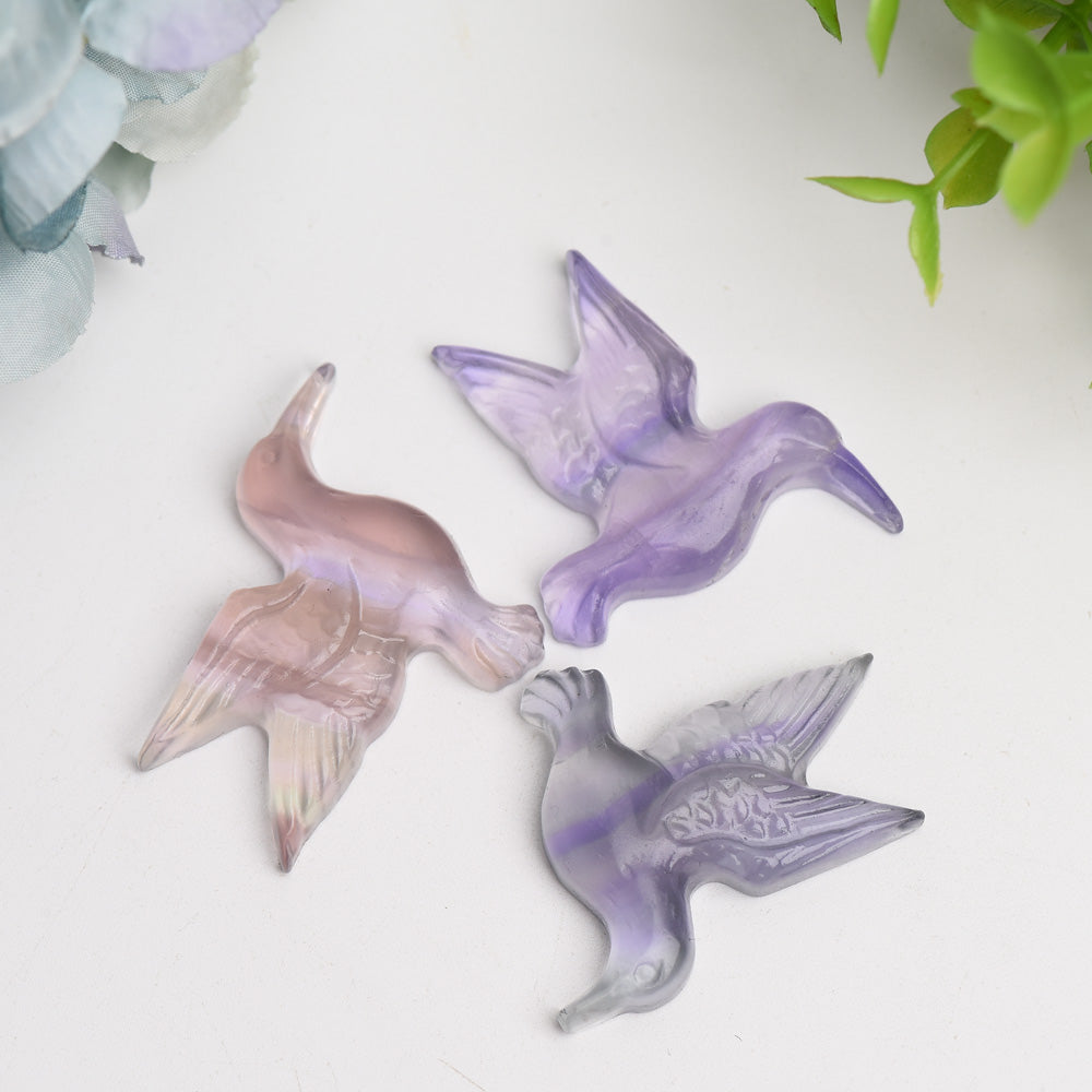 1.5" Fluorite Hummingbird Crytsal Carving Bulk Wholesale