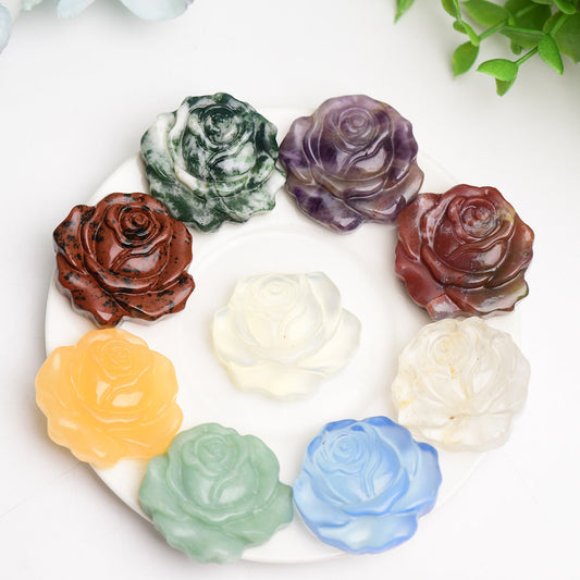 1.4" Mixed Crystal Rose Flower Carving Bulk Wholesale