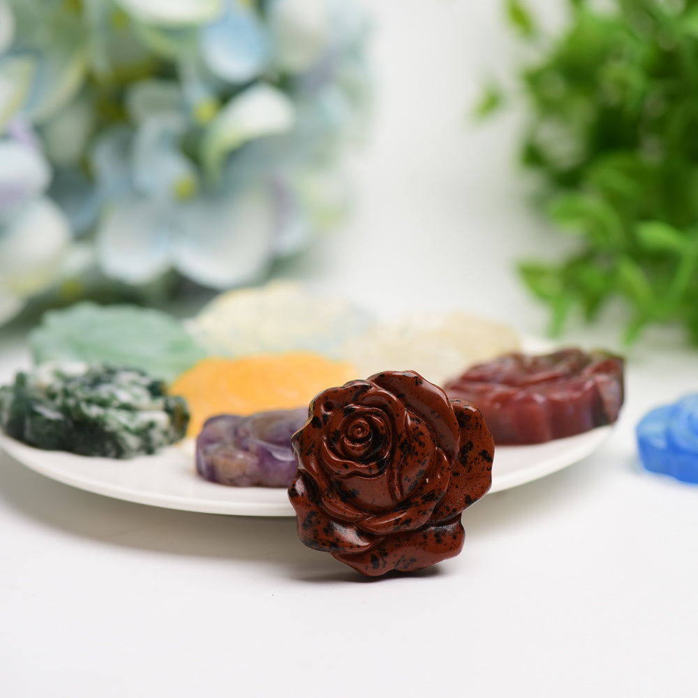 1.4" Mixed Crystal Rose Flower Carving Bulk Wholesale