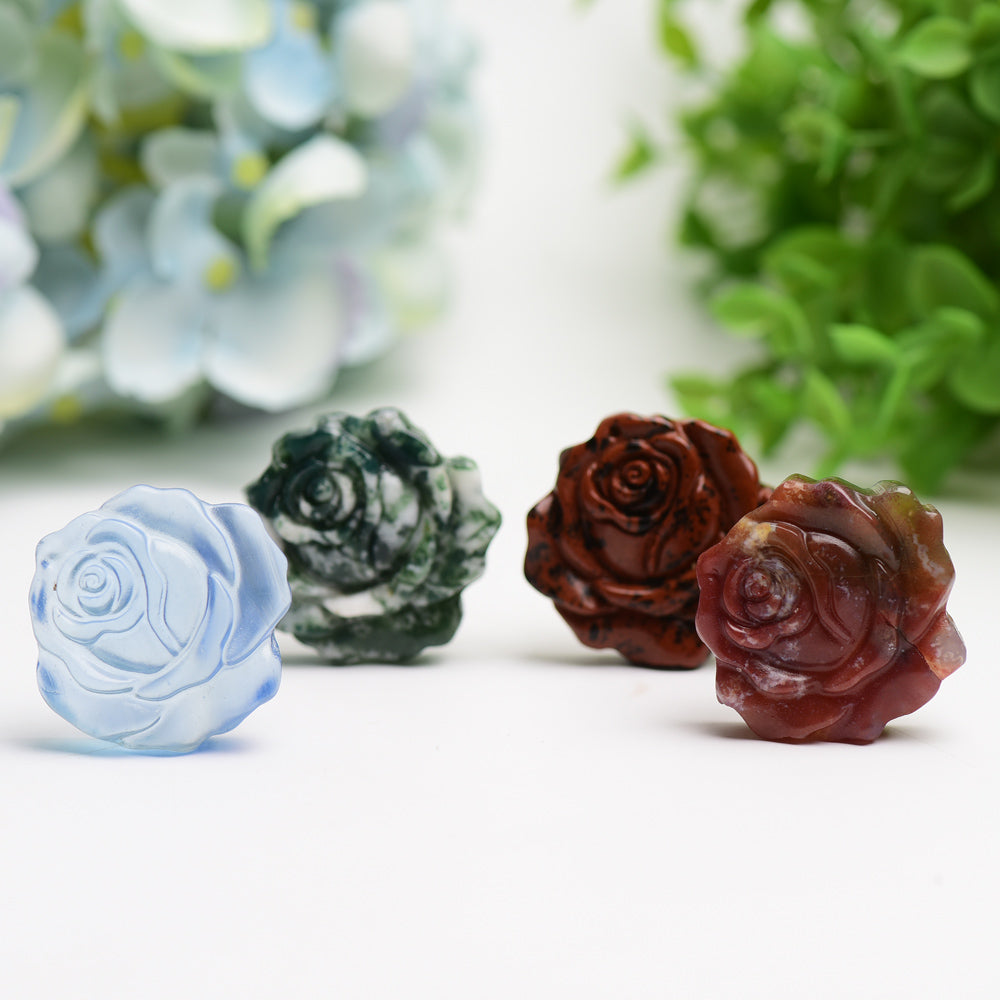 1.4" Mixed Crystal Rose Flower Carving Bulk Wholesale