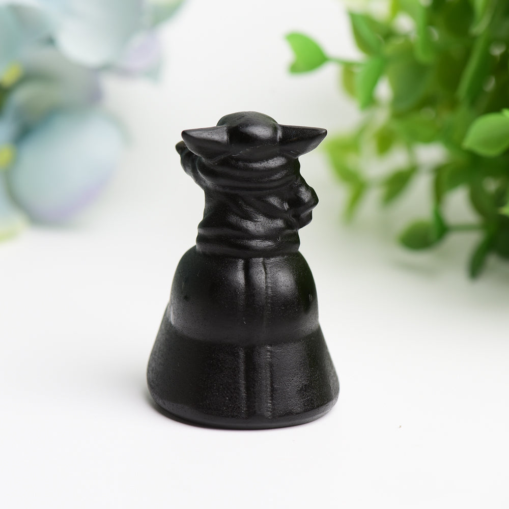 2.1" Black Obsidian Yoda Darth Vader Head Crystal Carving Bulk Wholesale