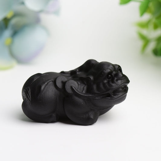 2.4" Black Obsidian Pixiu Crystal Carving Bulk Wholesale