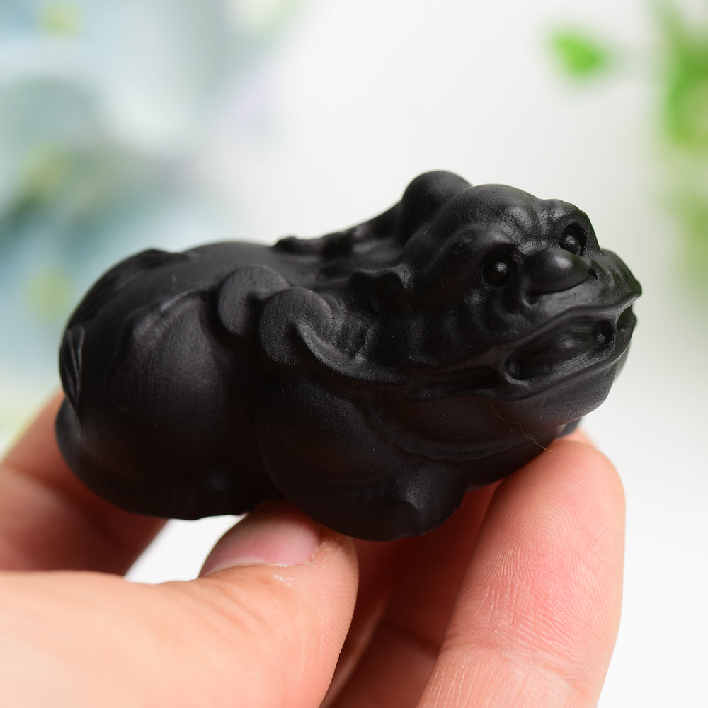 2.4" Black Obsidian Pixiu Crystal Carving Bulk Wholesale