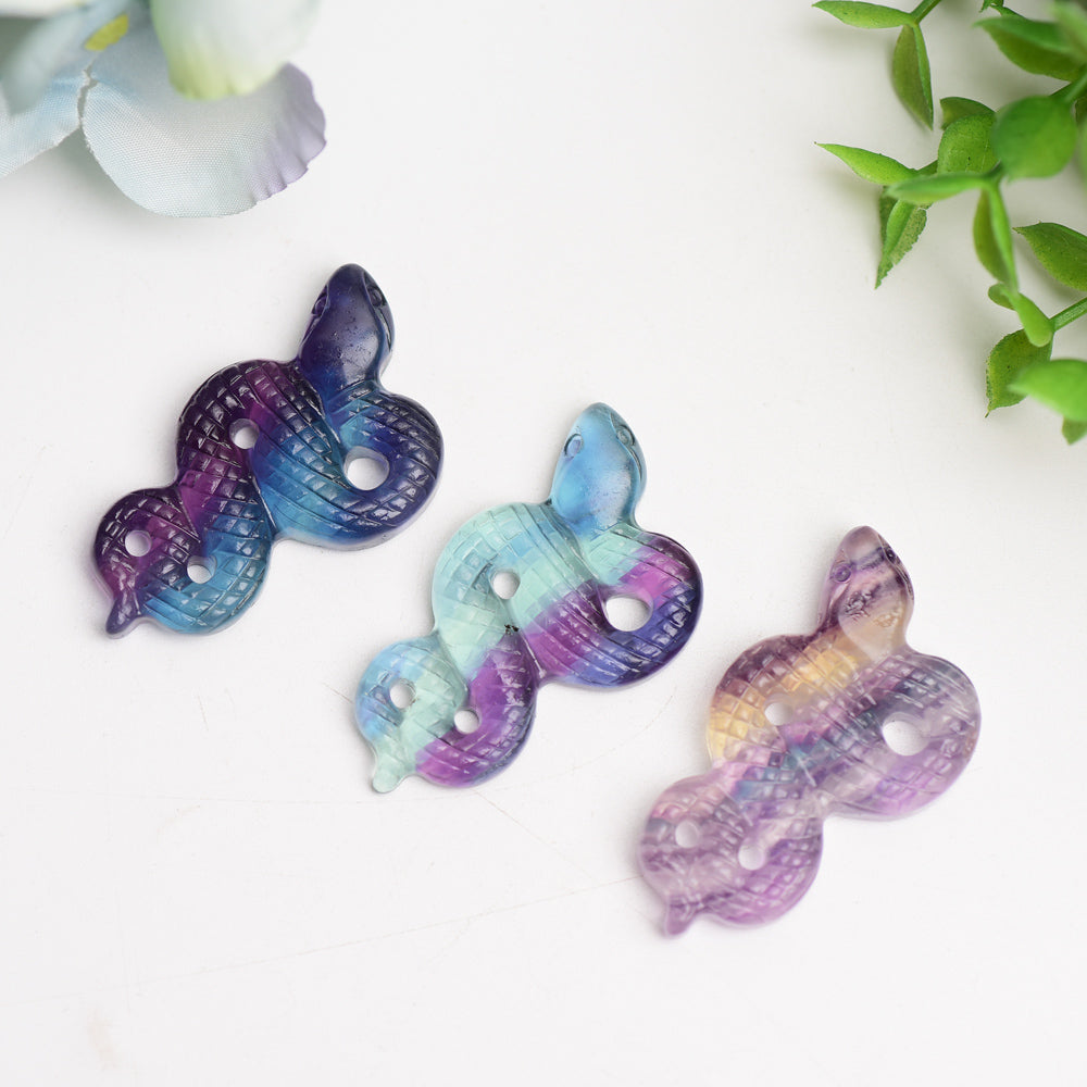 2.0" Rainbow Fluorite Snake Carving Bulk Wholesale