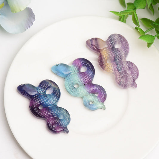 2.0" Rainbow Fluorite Snake Carving Bulk Wholesale