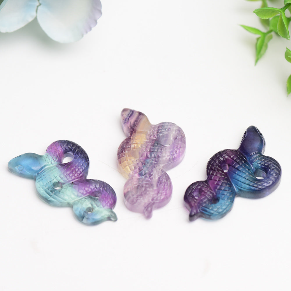 2.0" Rainbow Fluorite Snake Carving Bulk Wholesale