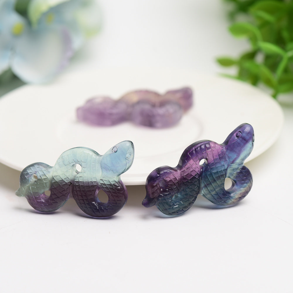 2.0" Rainbow Fluorite Snake Carving Bulk Wholesale