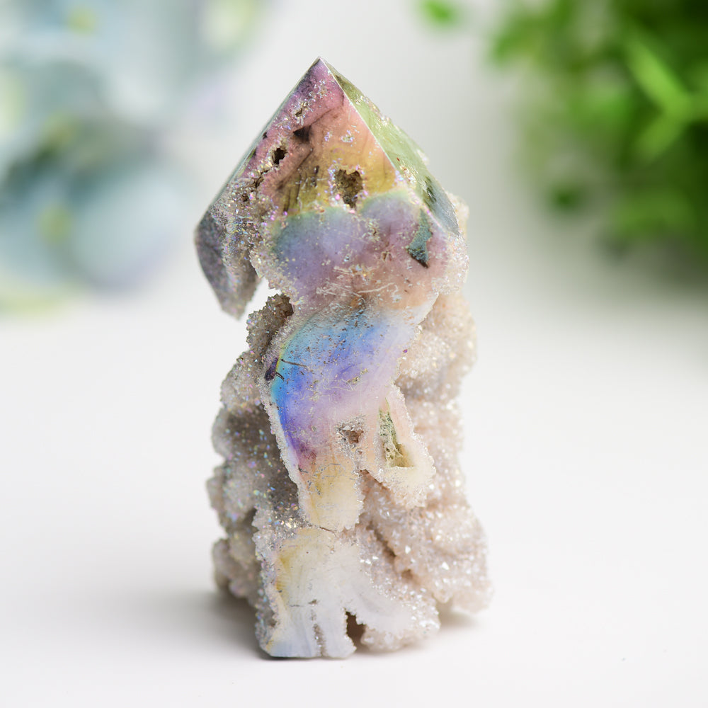 3.0"-4.0" Aura Druzy Zinc Crsytal Tower Bulk Wholesale