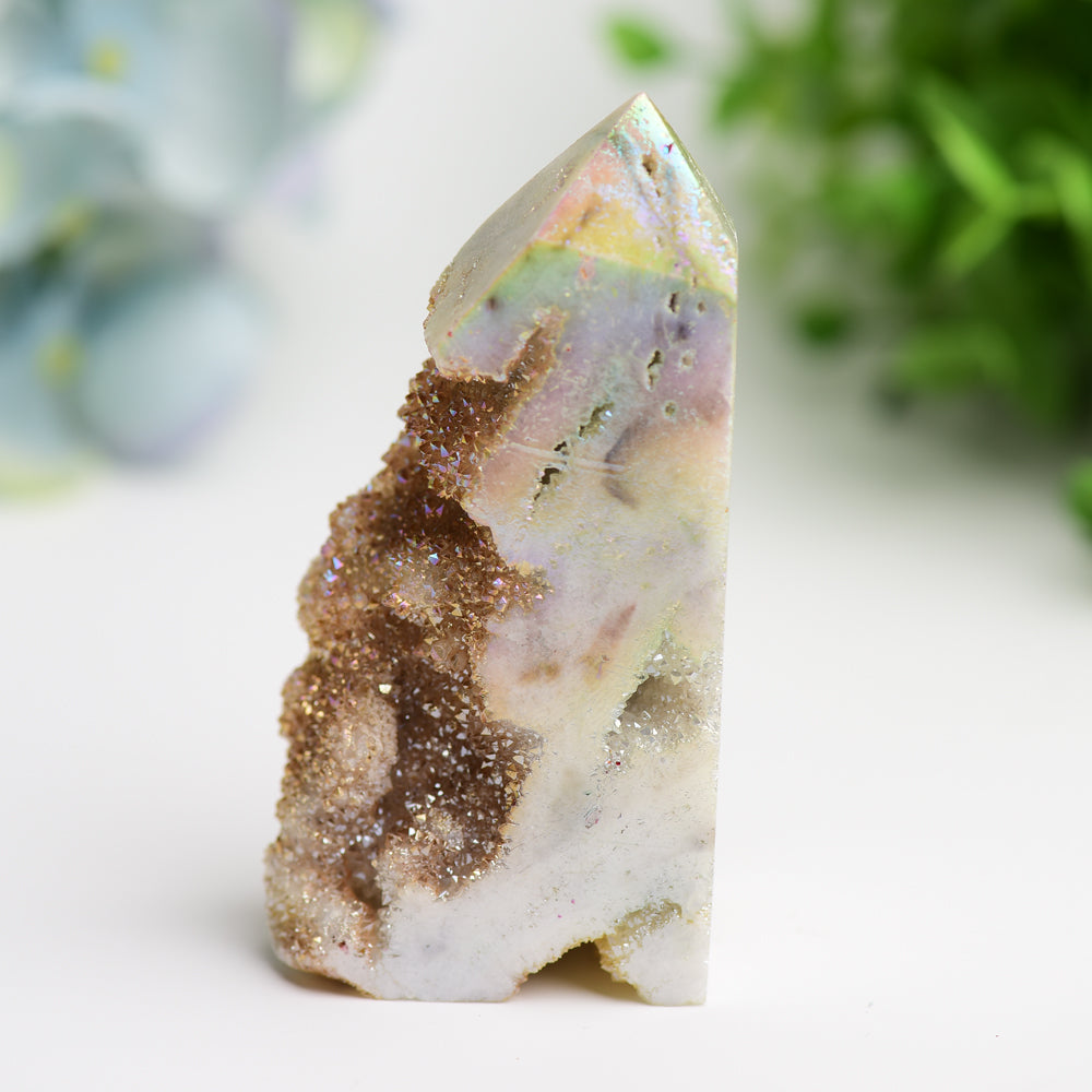 3.0"-4.0" Aura Druzy Zinc Crsytal Tower Bulk Wholesale