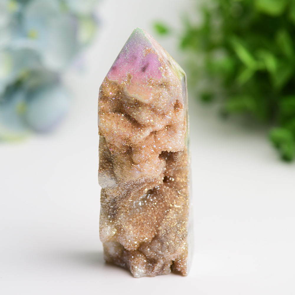 3.0"-4.0" Aura Druzy Zinc Crsytal Tower Bulk Wholesale