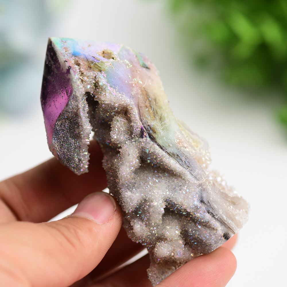 3.0"-4.0" Aura Druzy Zinc Crsytal Tower Bulk Wholesale