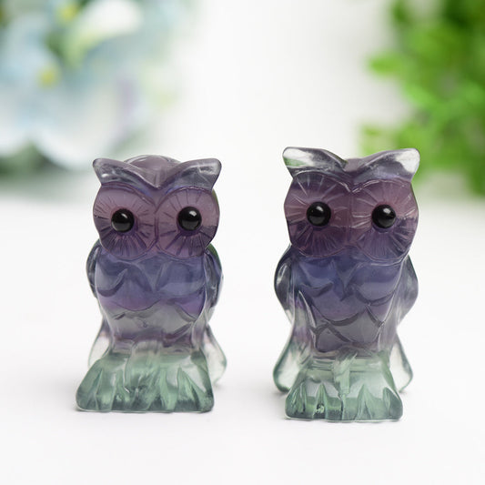 2.4" Rainbow Fluorite Owl Carving Bulk Wholesale