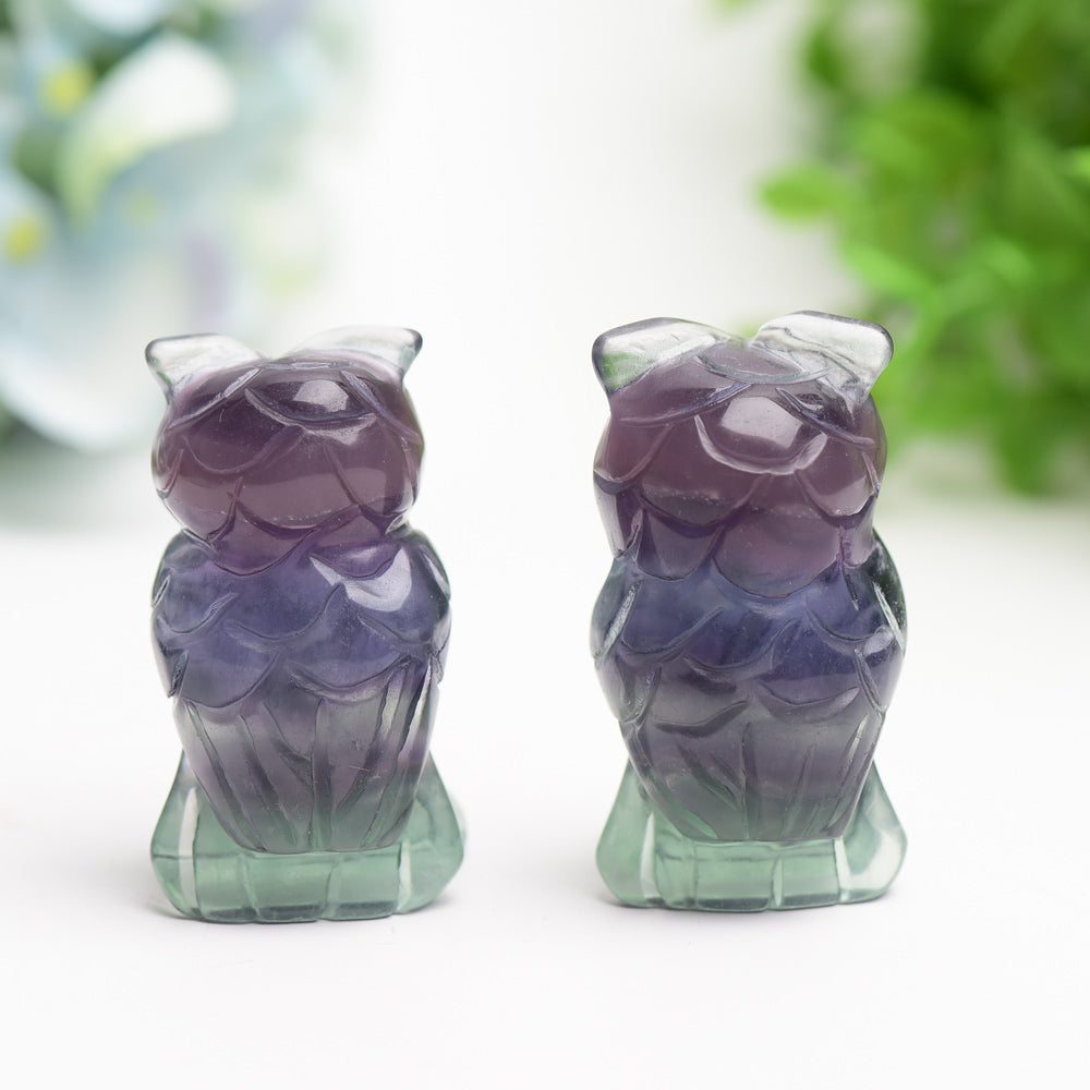 2.4" Rainbow Fluorite Owl Carving Bulk Wholesale