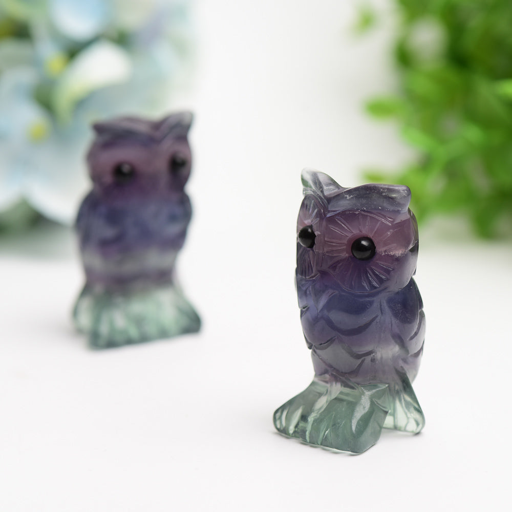 2.4" Rainbow Fluorite Owl Carving Bulk Wholesale