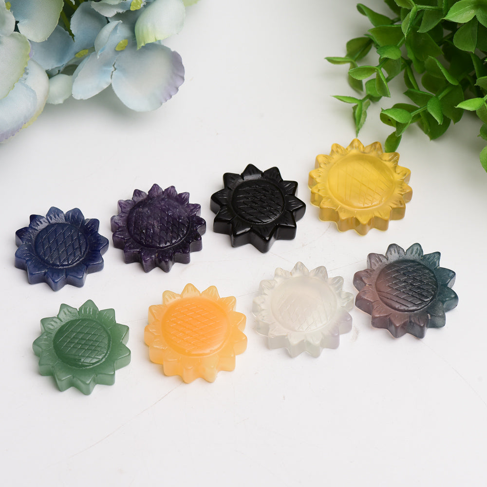 1.3"-1.5" Mixed Crystal Sunflower Carving Bulk Wholesale